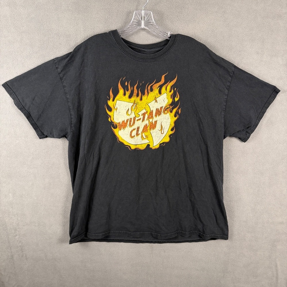 Wu-Tang Clan Mens 2XL‎ T-Shirt Mens Rap Hip-Hop Flames Fire Black Inferno Read!